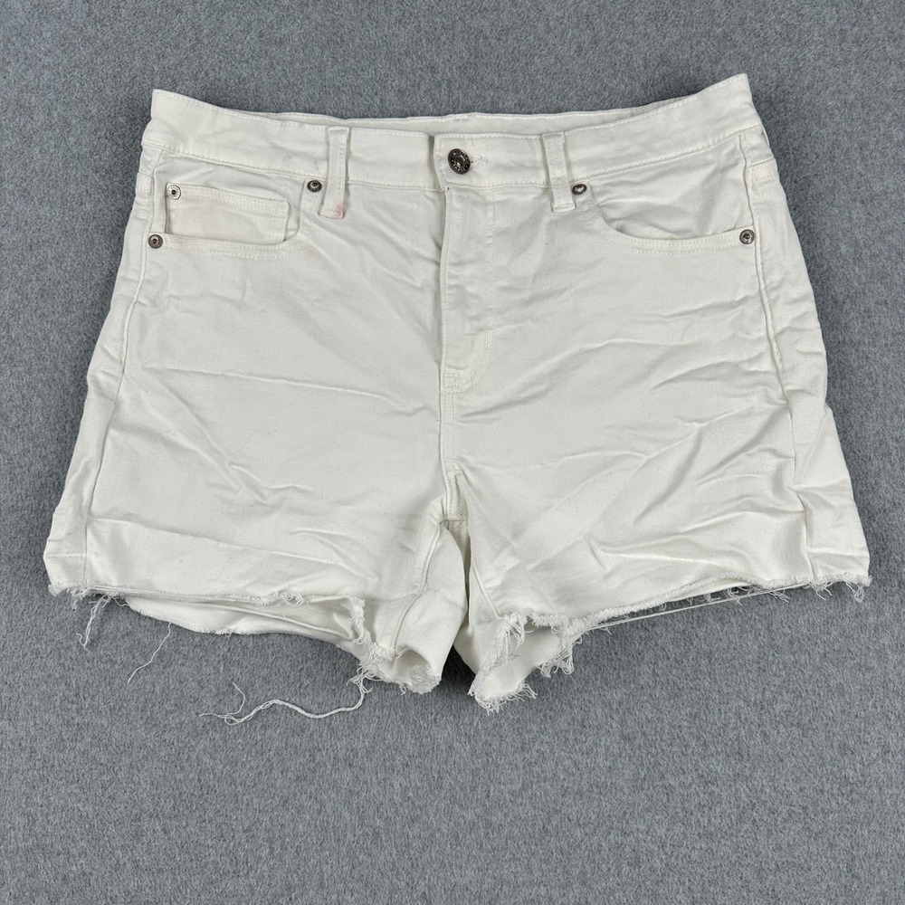 American Eagle Shorts Womens 12 Stretch White Raw Hem Cutoff Denim